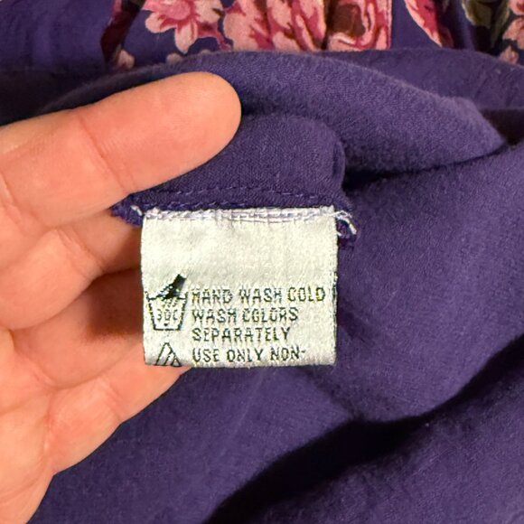 Vintage Chadwick’s Purple Floral Maxi Skirt | Cottagecore Boho Elastic Waist - Picture 9 of 10